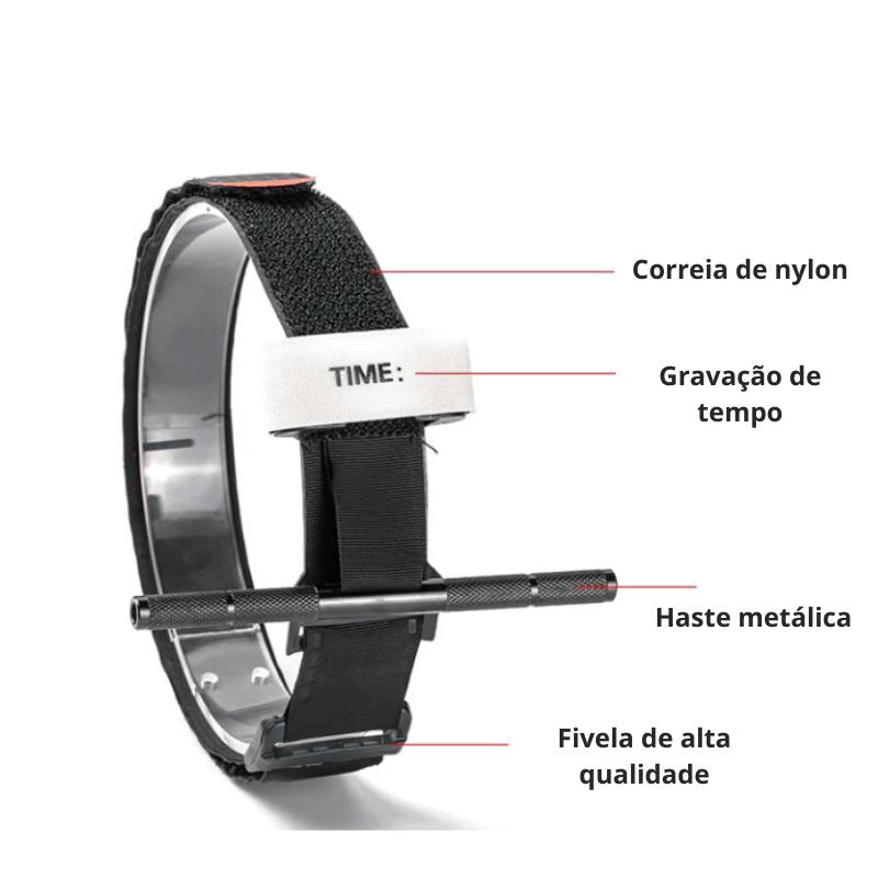 TORNIQUETE TÁTICO, FEITO EM NYLON RESISTENTE COM HASTE METALICA